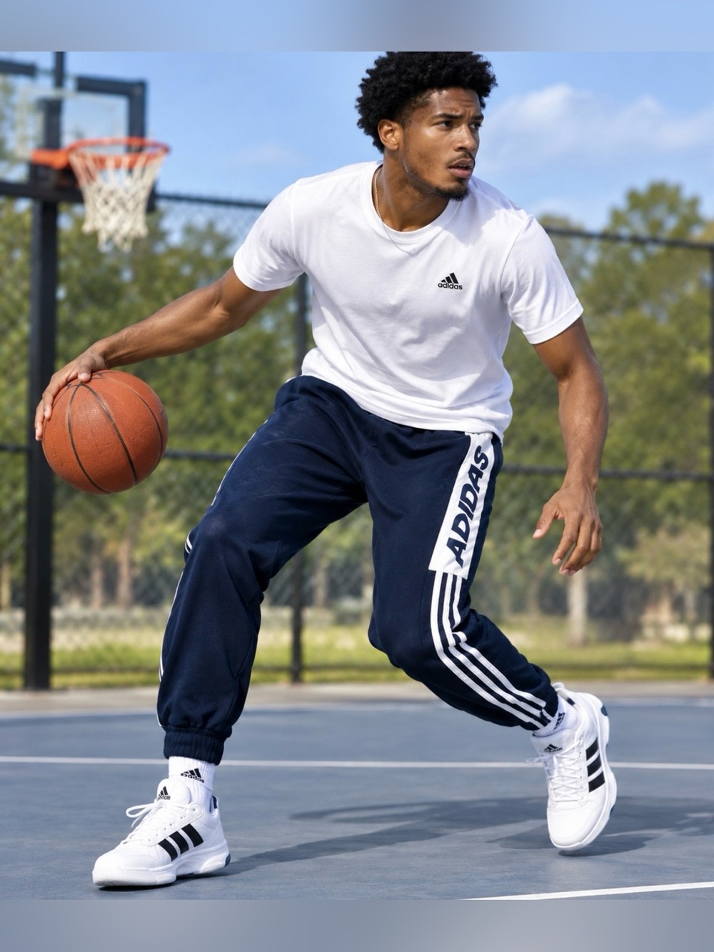 Addis Navy and White Track Joggers size L (14/16